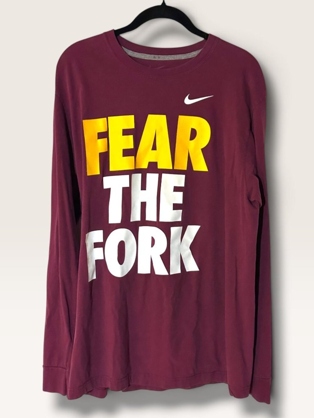Nike Fear The Fork Long Sleeve T-Shirt Maroon Yellow White XL Arizona State